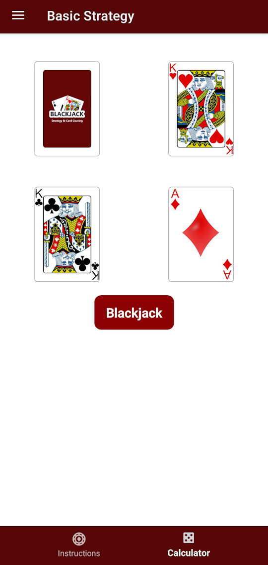 Pantalla Estrategia básica de la app Blackjack Strategy & Counting