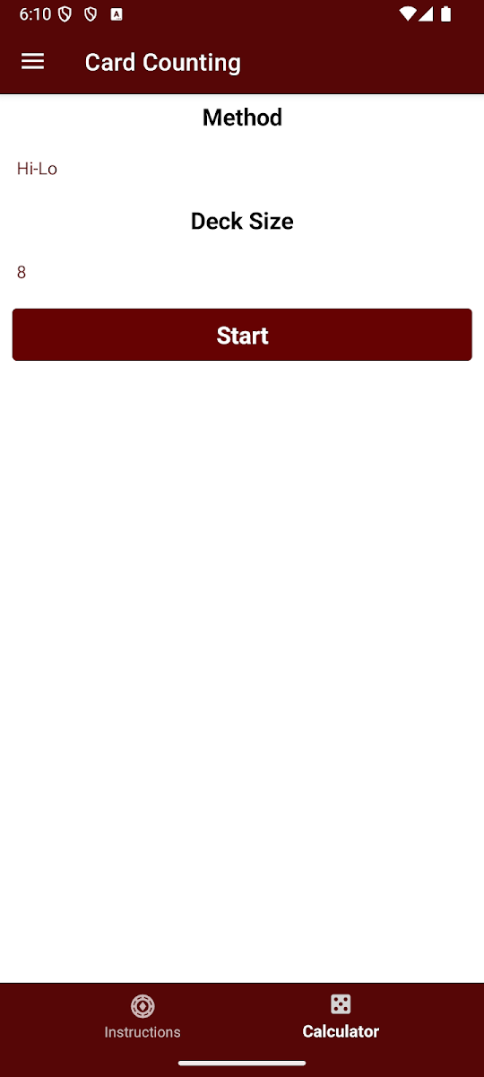 Pantalla Conteo de cartas de la app Blackjack Strategy & Counting