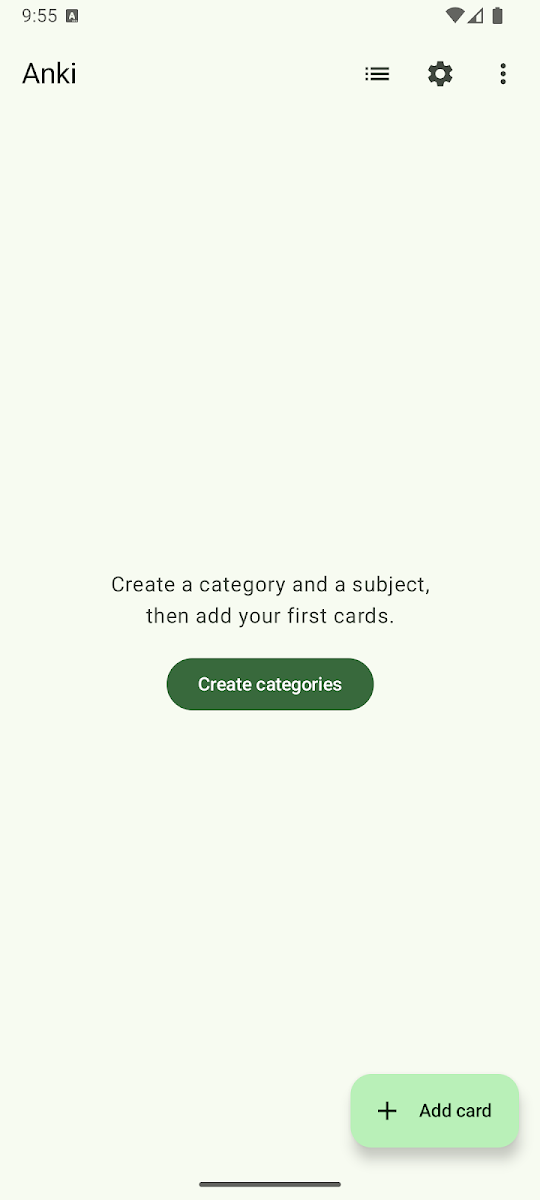 First run screen of the Easy Flashcard app
