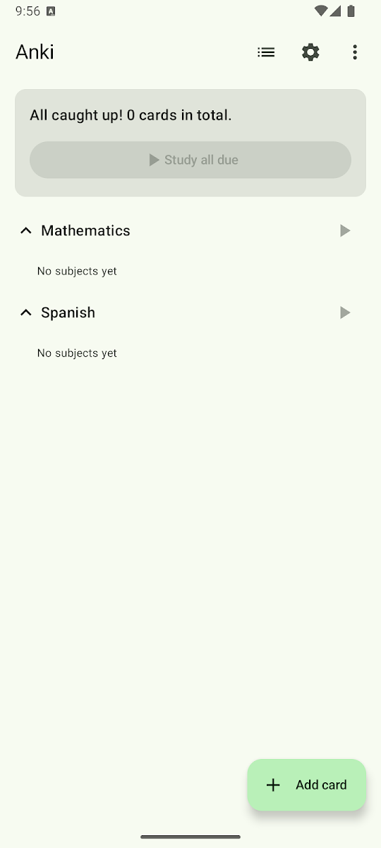 Study queue screen of the Easy Flashcard app