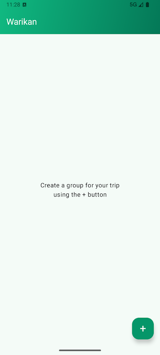 Groups screen of the Warikan — Bill Splitting app